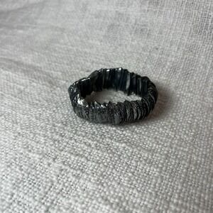 Black Tourmaline Chip Bead Stretch Bracelet Statement Grunge Luxe Minimalist